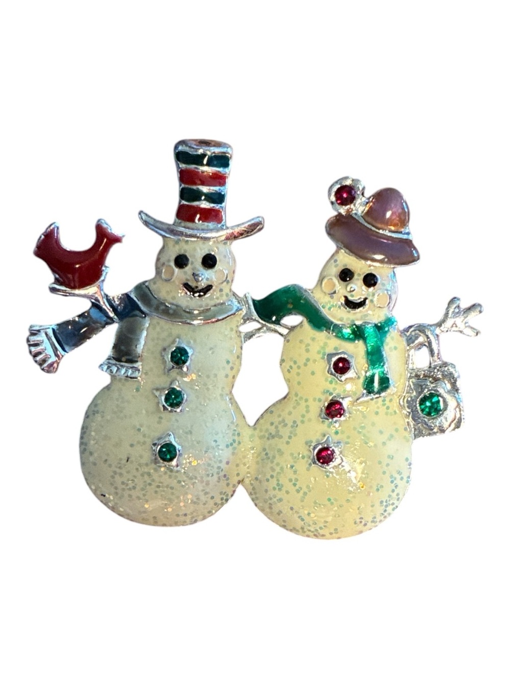 Kenneth Cole Holiday Snowman Couple Brooch Pin
